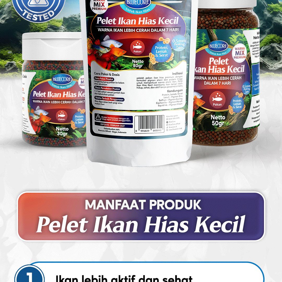 Bluecore Pelet Ikan Hias Kecil (30 GR) - Pakan Ikan Hias Kecil Untuk Ikan Guppy Ikan Cupang Ikan Glowfish dan Ikan Molly