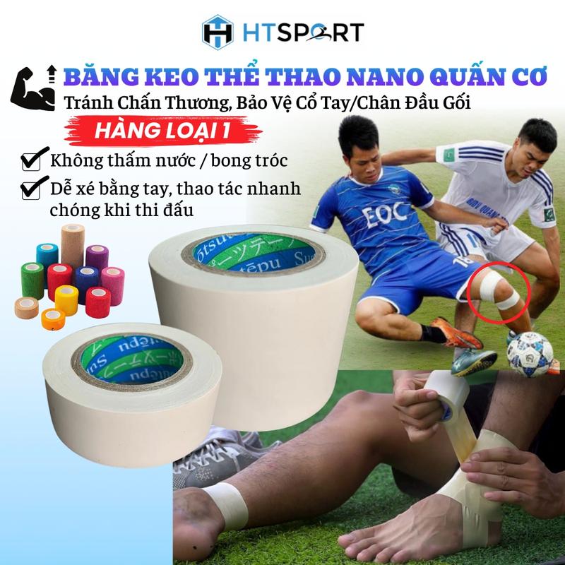  Băng Keo Thể Thao Nano Quấn Cơ Đá Bóng Tránh Chấn Thương Bảo Vệ Cổ Tay Chân Đầu Gối Đá Banh Tenis Cầu Lông 3cm 5cm 