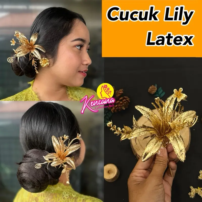 Tusuk Bunga Latex/hiasan Bunga Gold-Aksesoris kundangan Wanita 3