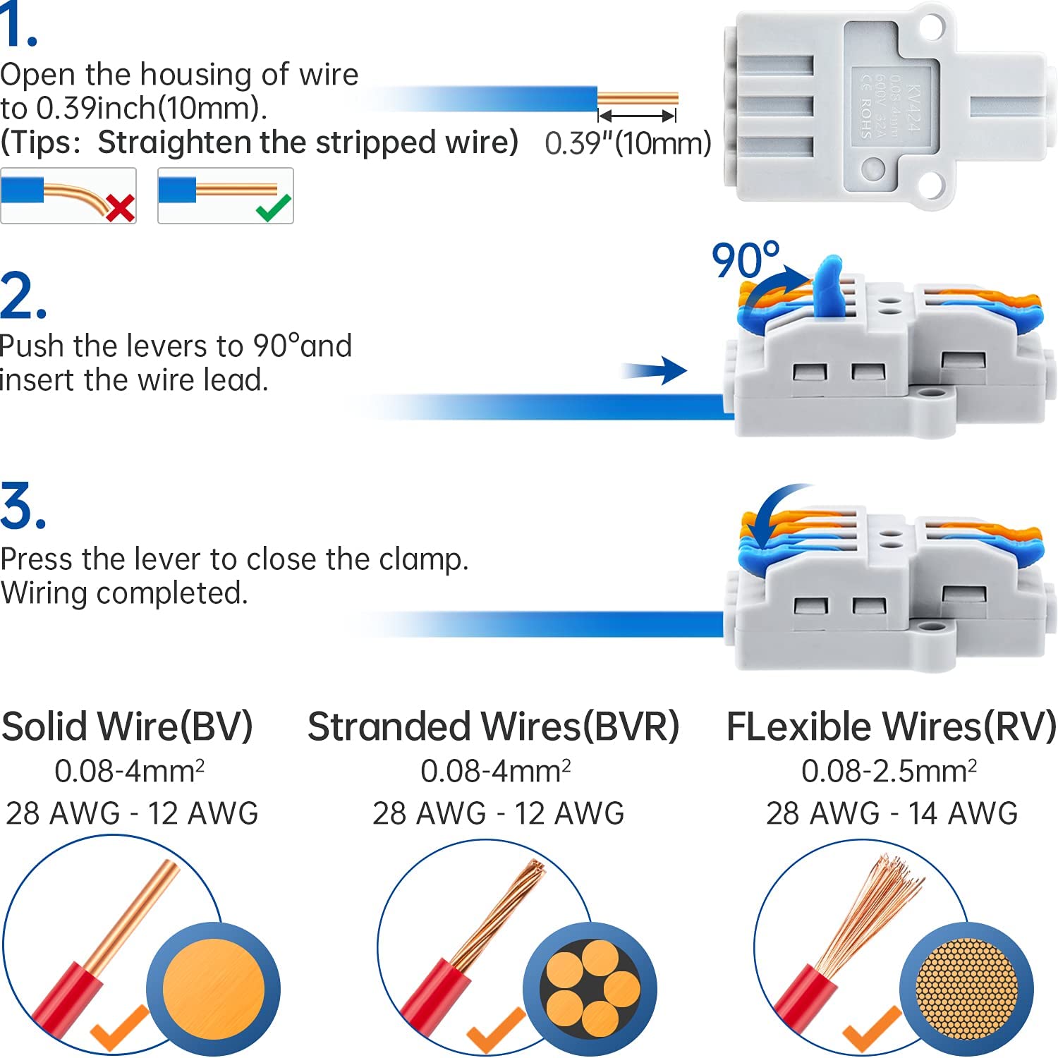 CASTA Terminal Sambungan Kabel Listrik Quick Connector 32A dengan Tuas PA66 ABS Tahan Panas Flame Retardant Konektor Cepat Serabut Kawat 0.5-4mm² Pilihan 1 In 1 Out 2 In 2 Out 2 In 4 Out Aman Tahan Lama Rumah