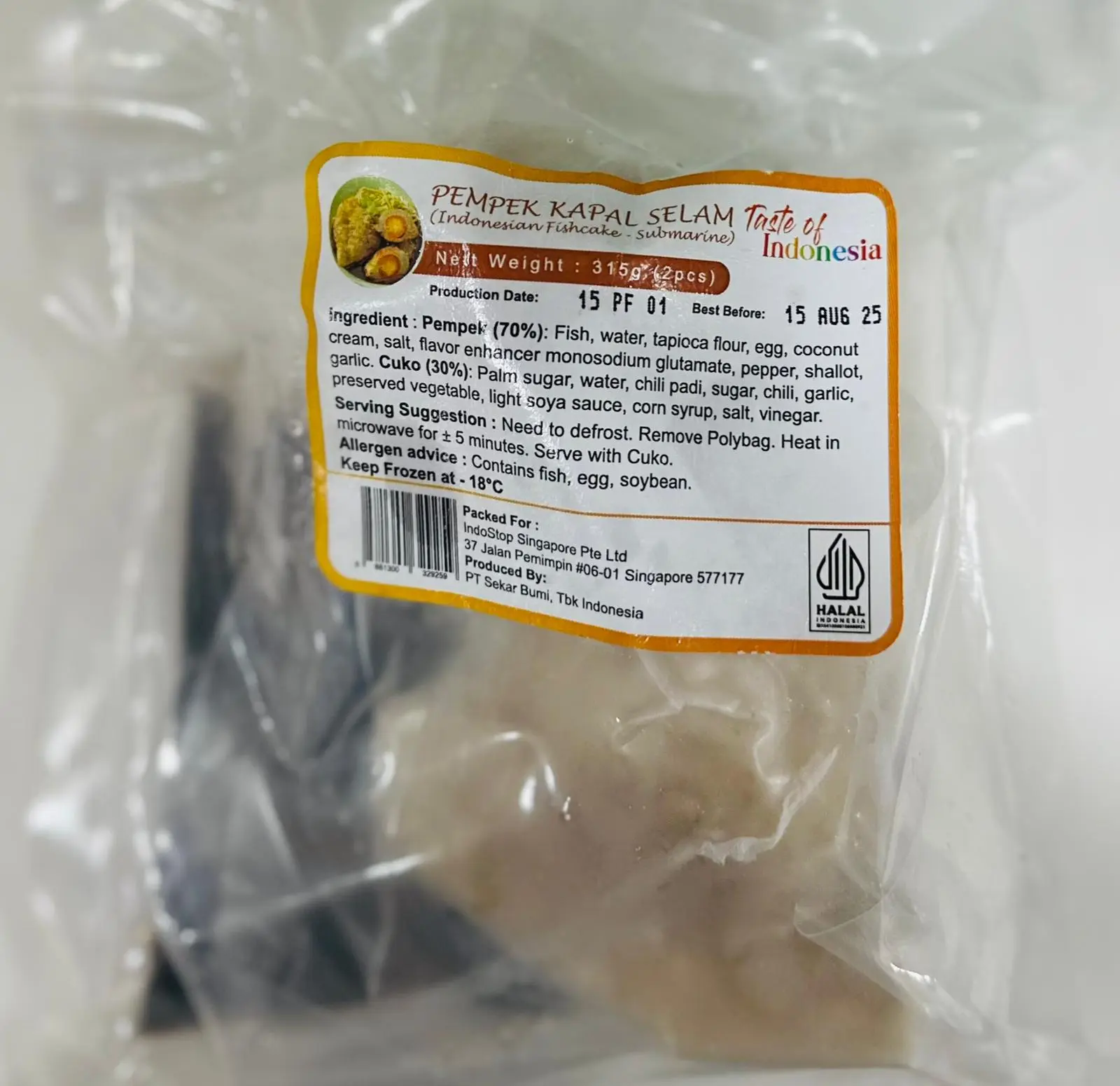 Taste of Indonesia (T.O.I) Pempek Kepal Selam (Submarine) 315g