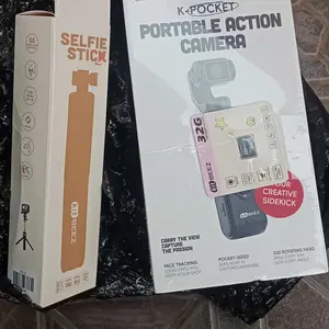 【K-POCKET】Kamera Pocket 4K Ultra HD dengan Gimbal Putar 330°, Fotografi, Filter Kreatif, Video Pendek Zoom Digital 18X, Sensor 16MP, 31 Filter Kreatif untuk Travel & Vlogger Luar Ruangan
