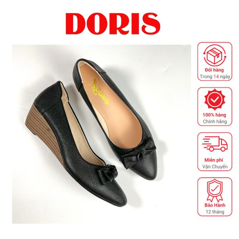 Giày búp bê đế xuồng da thật SIÊU BỀN mũi nhọn gắn nơ vuông DORIS DR503- CÓ BẢO HÀNH-CÓ SIZE 40 Nhung Shoes Nữ