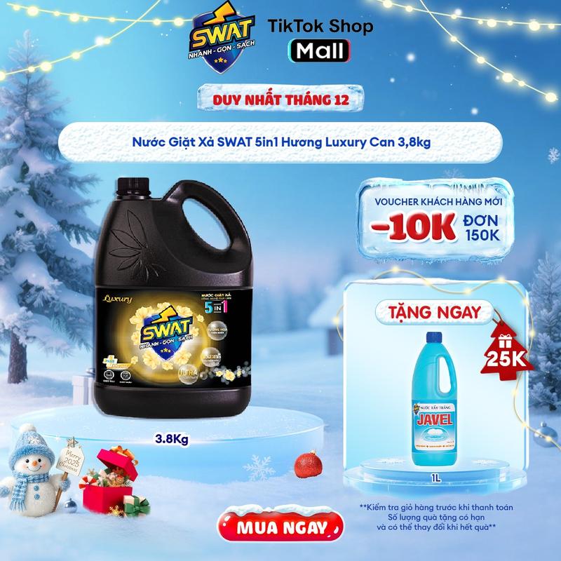  Nước Giặt Xả SWAT 5in1 Hương Luxury Can 3,8kg 