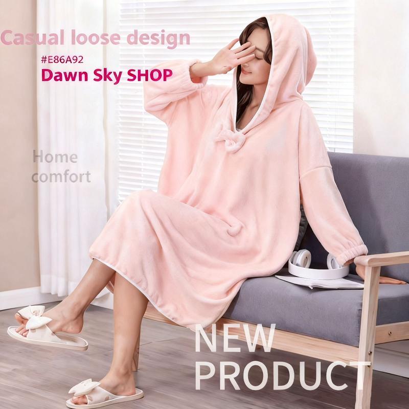  Áo Choàng Tắm Dài Thấm Hút Làm Bằng Lông Cừu San Hô Thích Hợp Cho Phụ Nữ Không Xơ Vải Dày Dặn Có Mũ Trùm Đầu Dài Tay Váy Tắm Có Thể Mặc Ở Nhà 