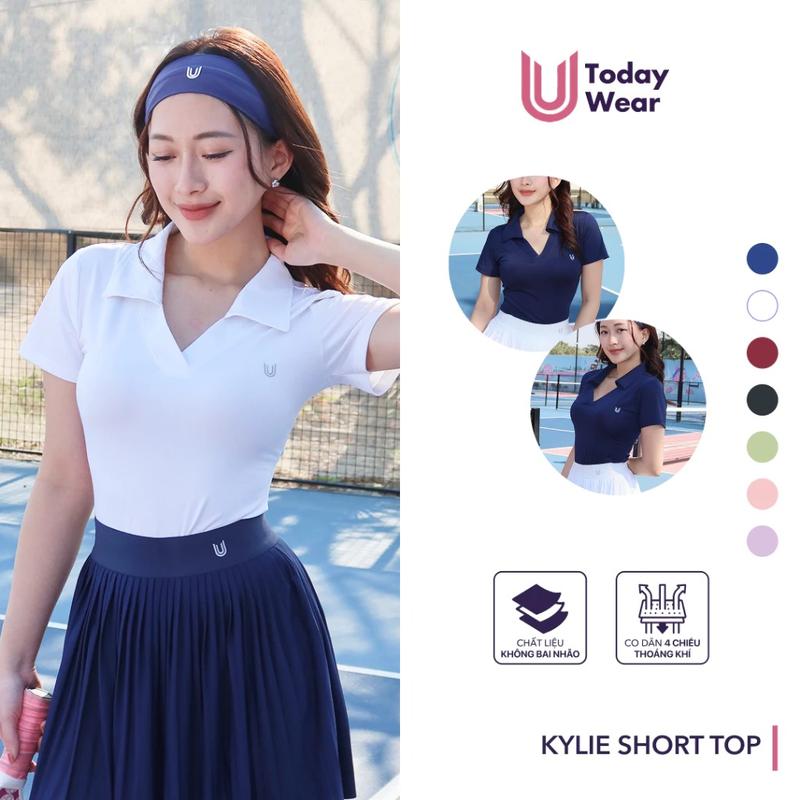 Kylie Short Top - Áo thun thể thao ngắn tay cổ polo Today U Wear vải thoáng mát co giãn tập gym yoga nhiều màu  Sport