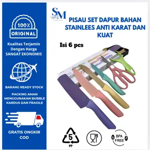 Pisau Dapur Set 6 in 1 Murah Bahan Stainless Steel / Pisau Set Sultan Kitchenware Knife Baja