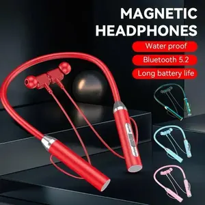 Gogoo Headset Bluetooth yang dikenakan di leher untuk olahraga, teknologi TWS, tahan air dan keringat, stereo HiFi 9D bass yang kuat, dengan mikrofon untuk membantu panggilan olahraga, kompatibel dengan Android / IOS