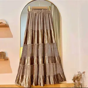 ROK PLISKET BELUDRU IMPORT PREMIUM ROK SUSUN PLISKET RUFFLE KOREAN STYLE TERBARU Bawahan Formal Panjang Velvet Pleated Wanita Maxi