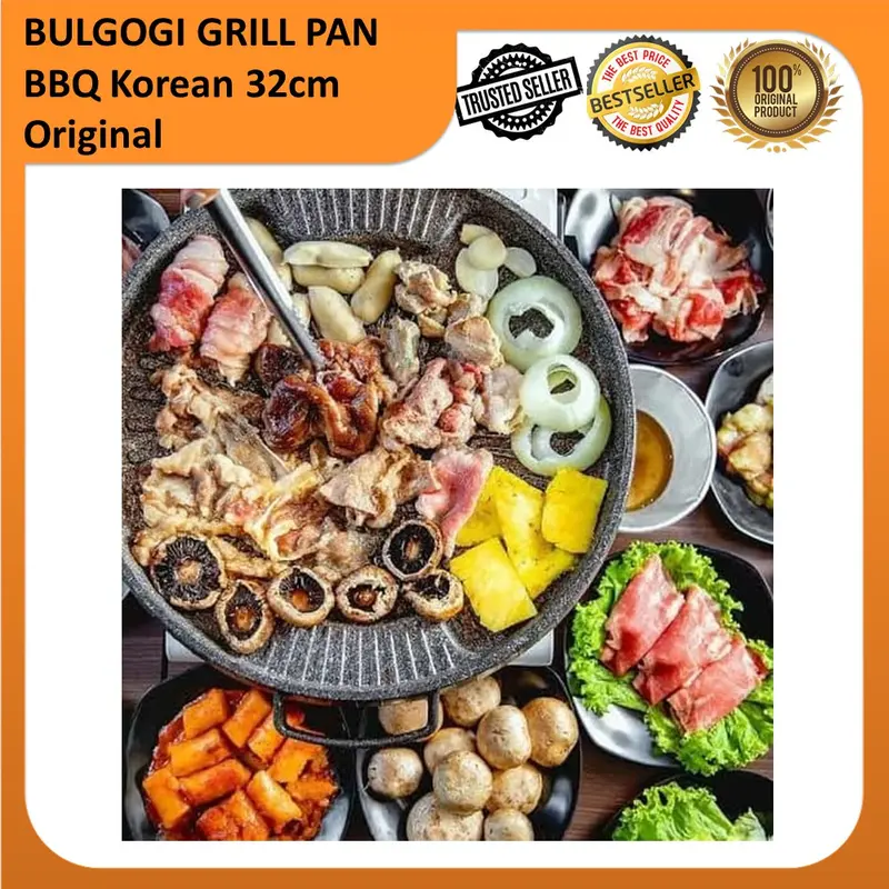 Suggo Bulgogi Grill Pan 32Cm Alat Panggang Korea Anti Lengket Panci Wajan Pemanggang 2
