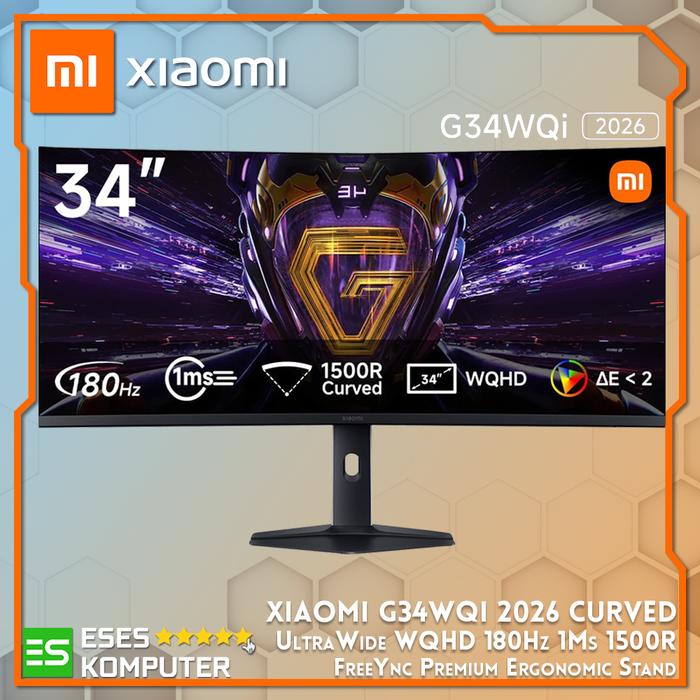 Gambar Monitor LED Xiaomi G34WQi 2026 Curved Ultrawide 34" WQHD 180Hz 1Ms 1500R dari ESES Komputer Tasikmalaya Kota Tasikmalaya Tokopedia