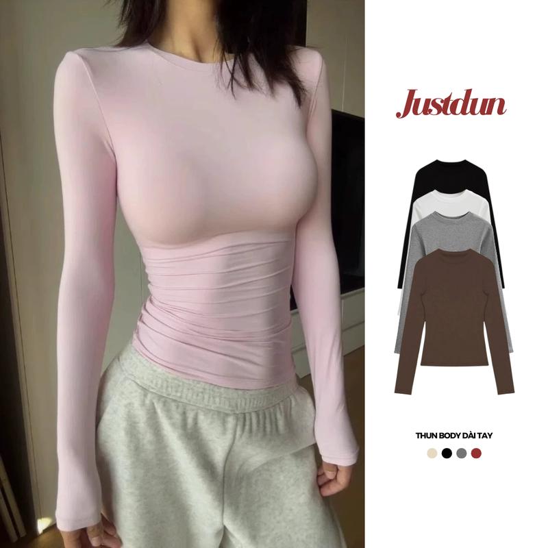 Áo thun dài tay siêu co giãn mềm mịn chất cotton lông mịn dày dặn Justdun A8