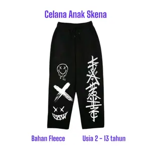 Celana Panjang Anak Baggy Pant Terbaru / Celana Skena Gombrong Unisex Bahan Fleece Usia 3 - 13 Tahun