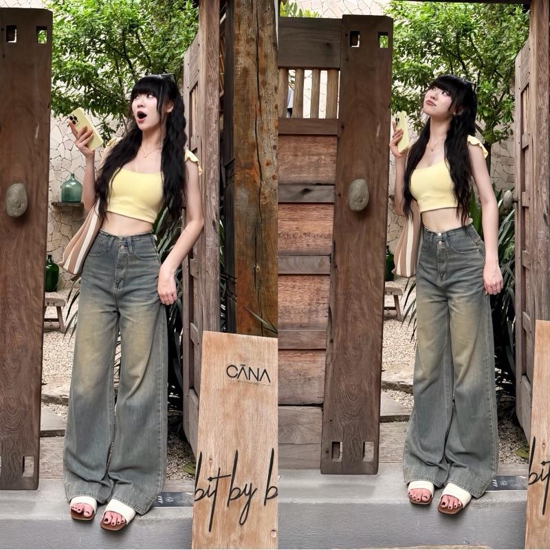  Quần Suông vải jean qc phối lưng tua 2 nút Q1291 