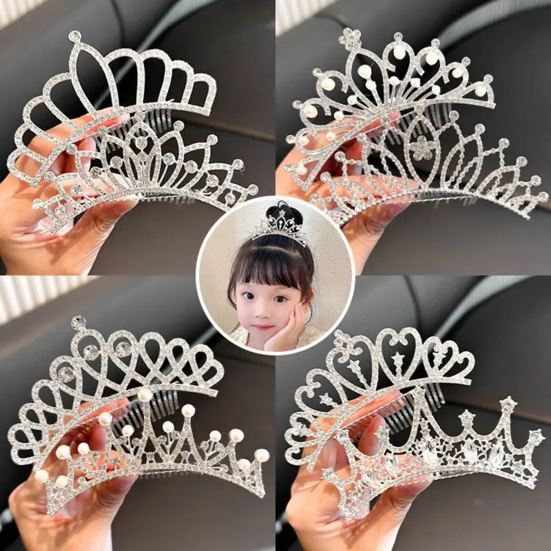 Đồ Trang Trí Tóc Vương Miện Công Chúa, Chất Liệu Hợp Kim Mới, Vương Miện Kim Cương Giả, Lược Chải Tóc, Thích Hợp Làm Quà Tặng Cho Vương Miện Đám Cưới Và Tiệc Sinh Nhật 0