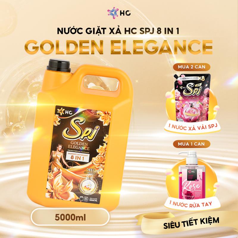 CAN 3.5L - 5L Tặng Quà Nước Giặt Xả Thái Lan HC SPJ Vàng 8 TRONG 1 - Bản Mới GOLDEN ELEGANCE Hương Thơm Thanh Lịch Đánh Bay Vết Bẩn Lưu Hương 24h Date Mới Nhất