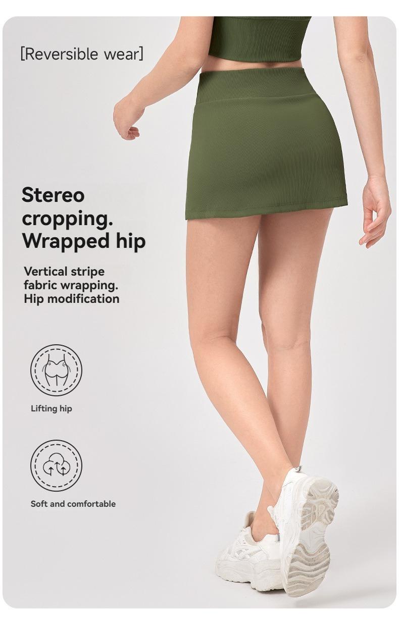 Product Introduction of JUM Tight stretch tennis skirt anti-slip High waisted sports Yoga fitness golf short culottes pocket  tennis miniskirt alix earle 8