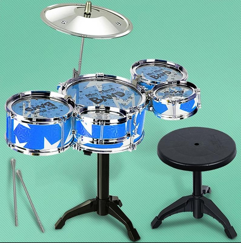Đồ chơi Bộ 5 trống Jazz dành cho trẻ em nhạc cụ âm nhạc cho bé Tặng kèm ghế ngồi Kem Cỡ lớn an toàn chất lượng phát triển giác quan và tư duy cho bé từ 2-4 tuổi