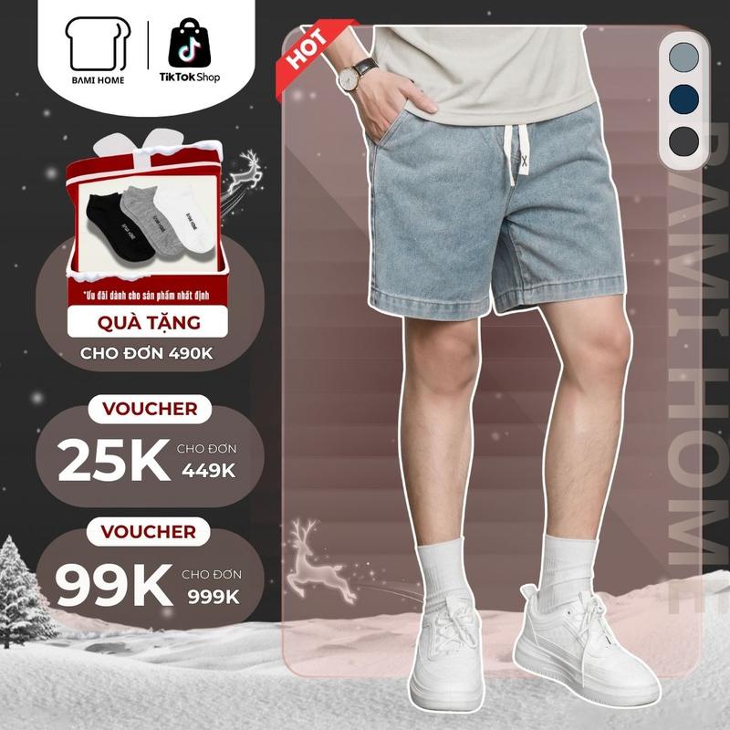 Quần short jean nam chất vải cao cấp dày dặn thiết kế form trên gối năng động dễ phối đồ QJ03 BAMIHOME store