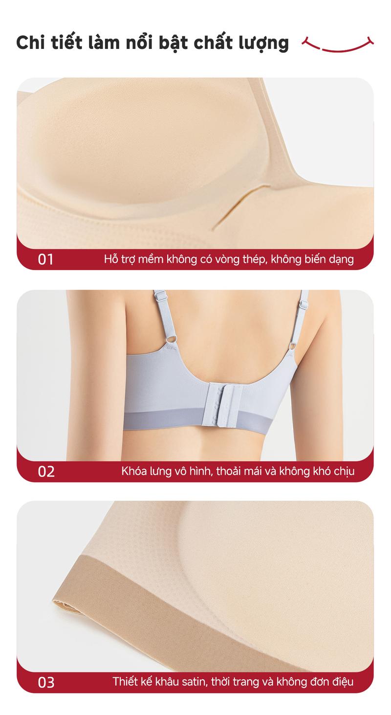 Product Introduction of 【Mua 1 nhận 4】 Áo ngực nữ TULANDUT không hằn, không gọng, thoáng khí, ôm ngực mềm mại, chống chảy xệ áo  nâng ngực cup  c （62204） 11