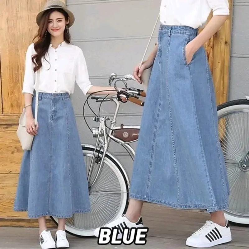 Rok Jeans Wanita Skirt Mayung / Rok Jeans Wanita Korean Style / Rok Jeans Wanita Jumbo 7/8 / Rok Jeans Wanita 7/8 JUMBO Karet Denim Korean 1