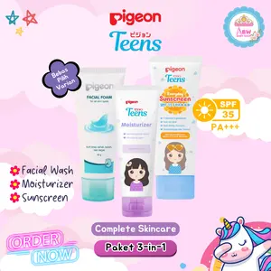 Pigeon Teens 3in1 Paket Skincare Basic Untuk Remaja - Facial Wash / Pelembab/ Sunscreen SPF 35