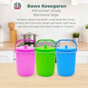 Nadia Rice Bucket Tahan Panas dan Dingin Termos Es dan Nasi Anti Bocir Anti Lepuh Bahan Plastik Tebal Berkualitas dengan Lapisan Styrofoam