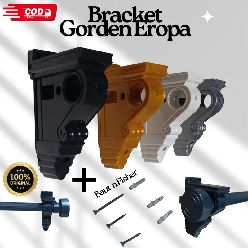 BRACKET GORDEN EROPA-Penyangga Batang Gorden Simple Elegan Awet Murah FULLSET BAUT DAN FISHER 100% Original
