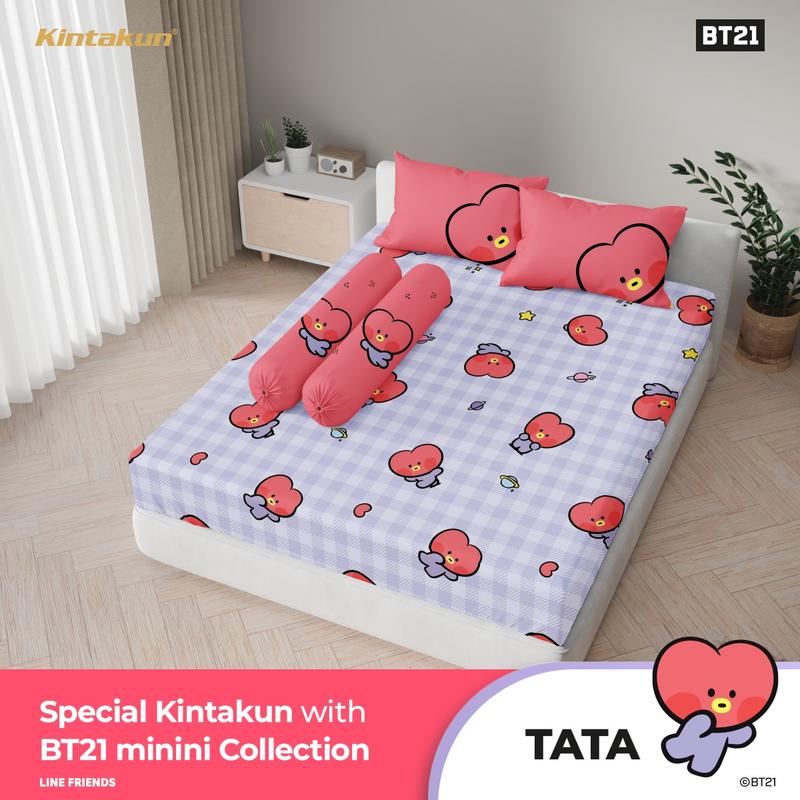 Kintakun Dluxe BT21 Sprei Fitted 160X200/180X200 Tinggi 25 cm Sprei Queen/King Size Chimmy Cooky Koya Mang RJ Serene Shooky Tata Together Whimsy BT21 0