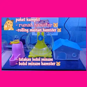 Paket Kumplit untuk Kandang Hamster dengan Rolling Mainan, Rumah, Botol Minum, dan Tatakan Botol Minum