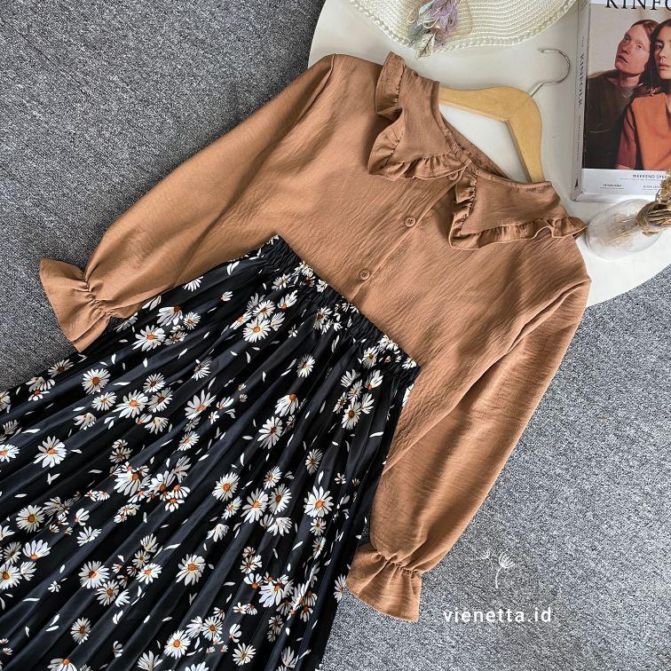Vienetta.id - ONE SET SETELAN WANITA BAJU ROK PANJANG one set KIYOWO one set LUCU one set wanita kekinian korean style SETELAN ROK BUNGA FLORAL SKIRT BAJU BUAT HEALING PIKNIK JALAN HANGOUT KULIAH goKAMPUS TERBARU KEKINIAN 2026 OVERSIZE FIT XL CASUAL BASIC