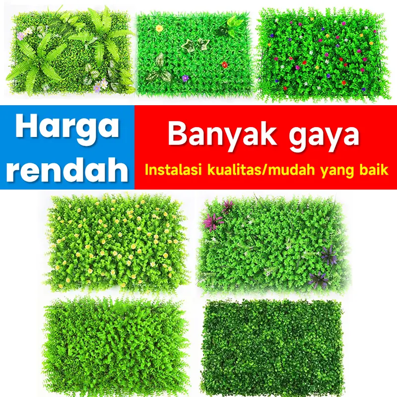 (beli 1 gratis 1)Rumput Dinding Sintetis Daun Hias Sintesis Dekorasi Dinding Artificial Rumput Plastik Ukuran 40x60cm - Anggur grass rumput  taman  rumah 2