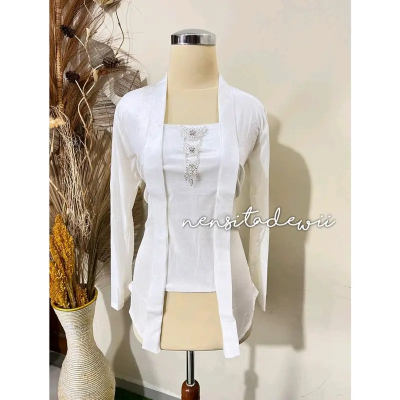 [1 Set, Putih] Kebaya Kutubaru + Rok Plisket / Motif Prg Sinta 3