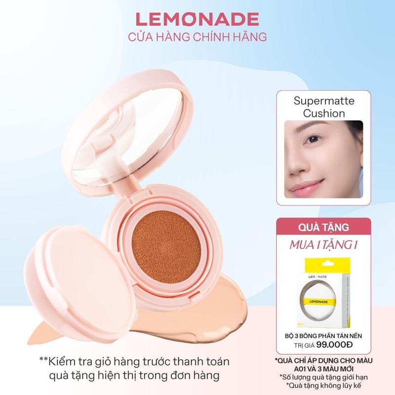 MUA 01 Phấn nước siêu kiềm dầu Lemonade Supermatte Cushion 15g TẶNG 01 Bộ 3…