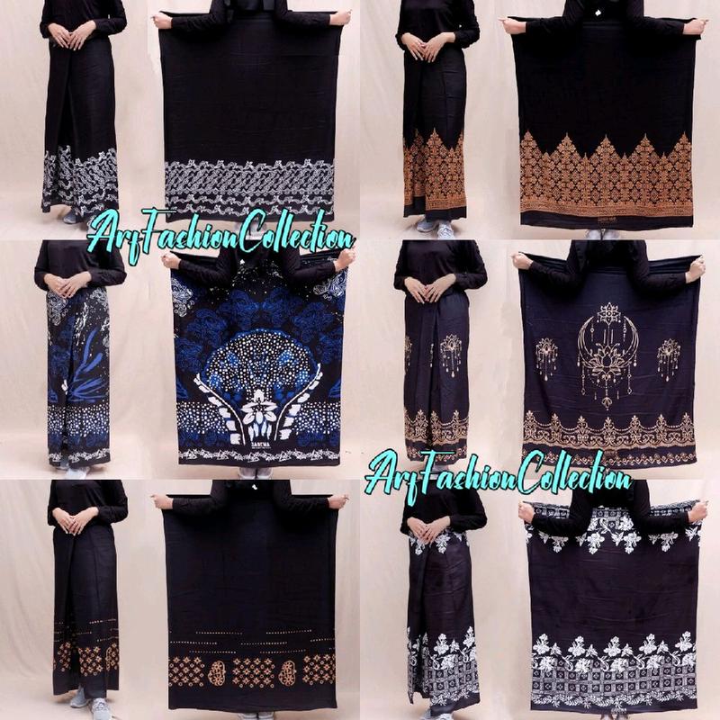 [bisa COD] Sarung Batik Wanita Santri Dewasa Motif Keren Hitam Putih Muslim 4