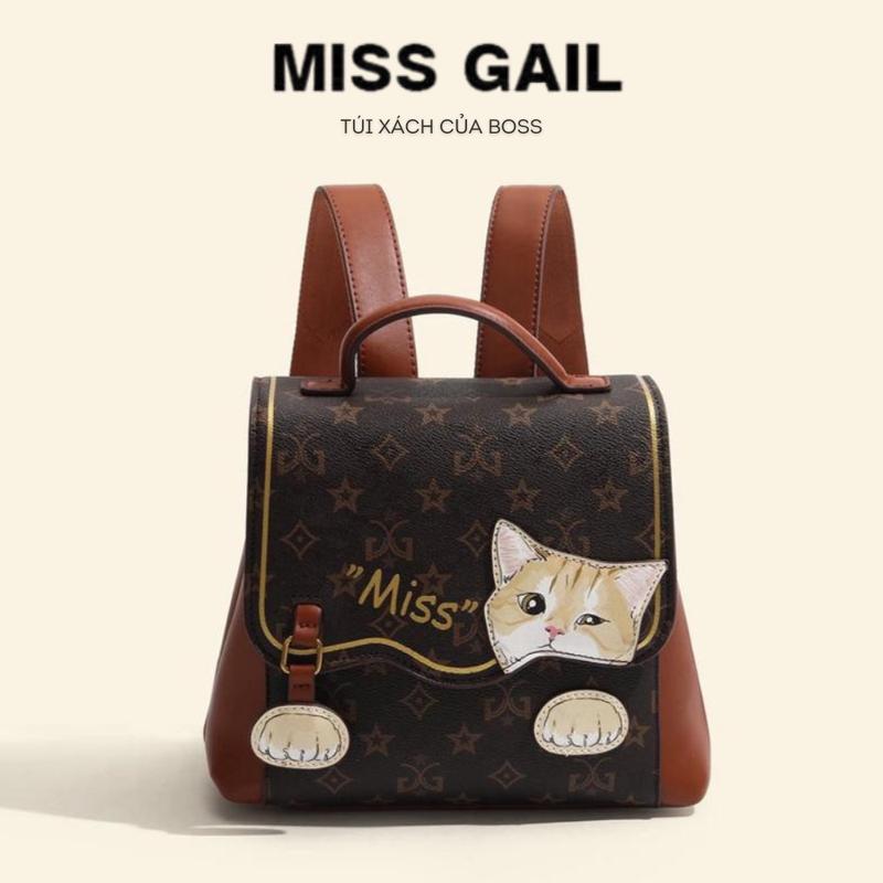 Balo nữ thời trang MISS GAIL thương hiệu túi thiết kế STORE Cao Cấp. Đeo vai.  Màu Nâu - MG6635-1