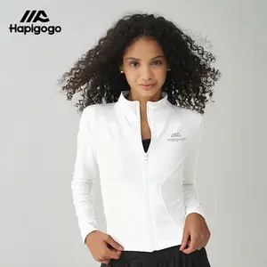 HAPIGOGO Jaket Olahraga Wanita Lengan Panjang Sport UPF50+/UV Cepat Kering Tahan Keringat Bahan Bernapas untuk Yoga Gym