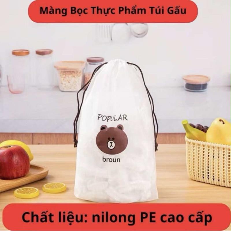 COMBO 3 Túi Màng Bọc Thực Phẩm PE Túi Gấu Co Chun Bọc Đồ Ăn Co Giãn Siêu Dai Bọc Thực Phẩm Đông Lạnh Chất Liệu Nilong PE Cao Cấp