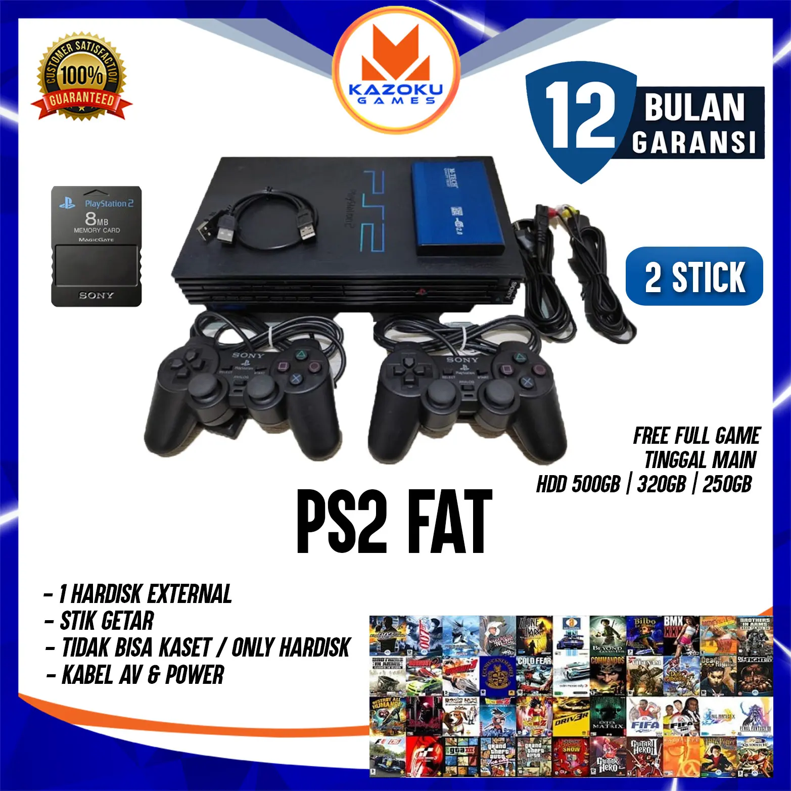 Ps 2 Fat SONY hdd 160 Gb | 250 Gb -Full Game Garansi 1 Tahun