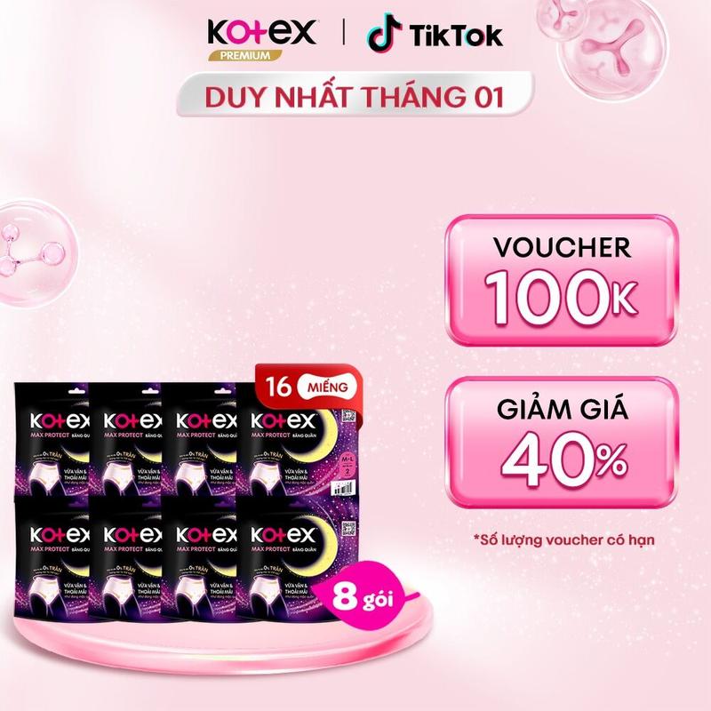 QUÀ TẶNG HOT 16 miếng băng vệ sinh quần Kotex cỡ M L 2 miếng gói chống tràn thấm hút tốt thoáng khí không lộ viền siêu mỏng phù hợp sử dụng ngày và đêm dành cho phụ nữ mang thai và sau sinh miễn phí vận chuyển bvs chính hãng tampon
