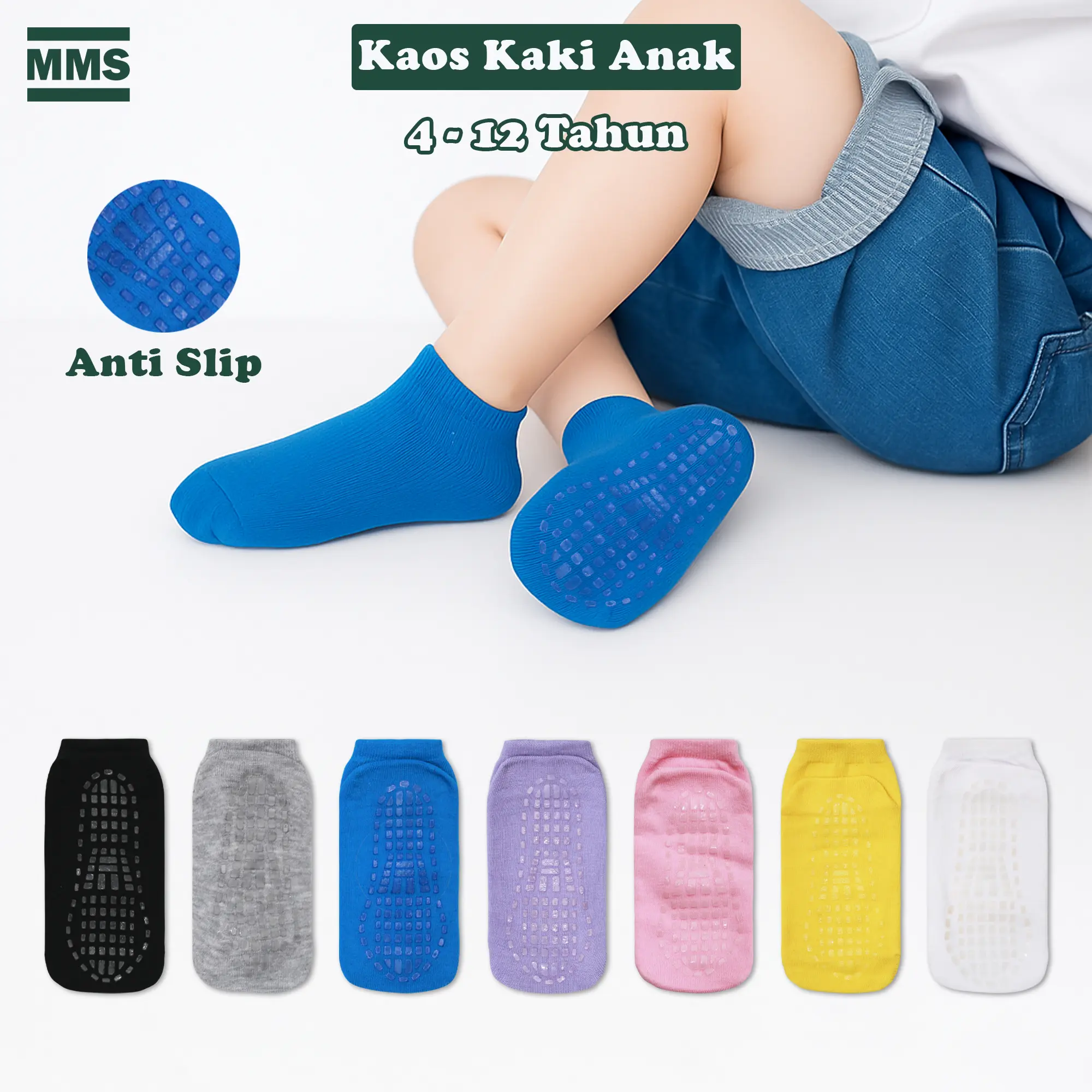 Kaos Kaki Anak SD Playground Anti Slip 4-12 Tahun di Atas Mata Kaki Nyaman dan Aman - MMS
