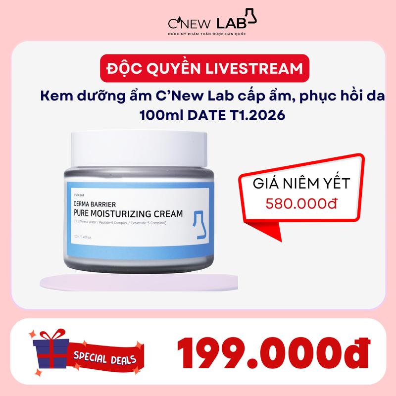 HN - [DATE T1.2026] Kem Dưỡng Cấp Ẩm C'New Lab 100ml Dành Cho Da Khô Hỗ Trợ Dưỡng Ẩm, Hỗ Trợ Phục Hồi Da