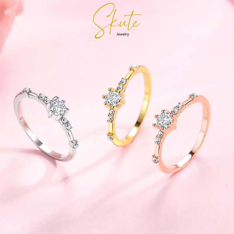 Cincin Berlian Kristal Zircon Sederhana Penuh Berlian Rings 3