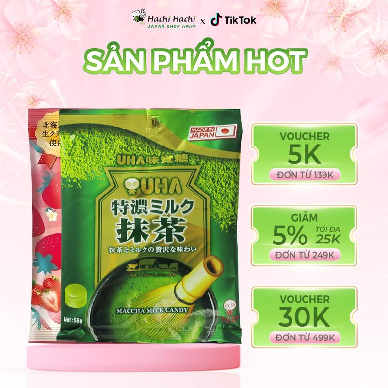 Kẹo sữa trà xanh/ sữa dâu UHA Tokuno - Hachi Hachi Japan Shop