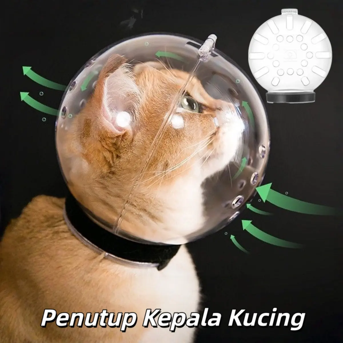 Penutup Kepala Kucing Bahan Bernapas Anti G it Pelindung Kepala Kucing Untuk Pera tan Agar Tidak Mengg it - M