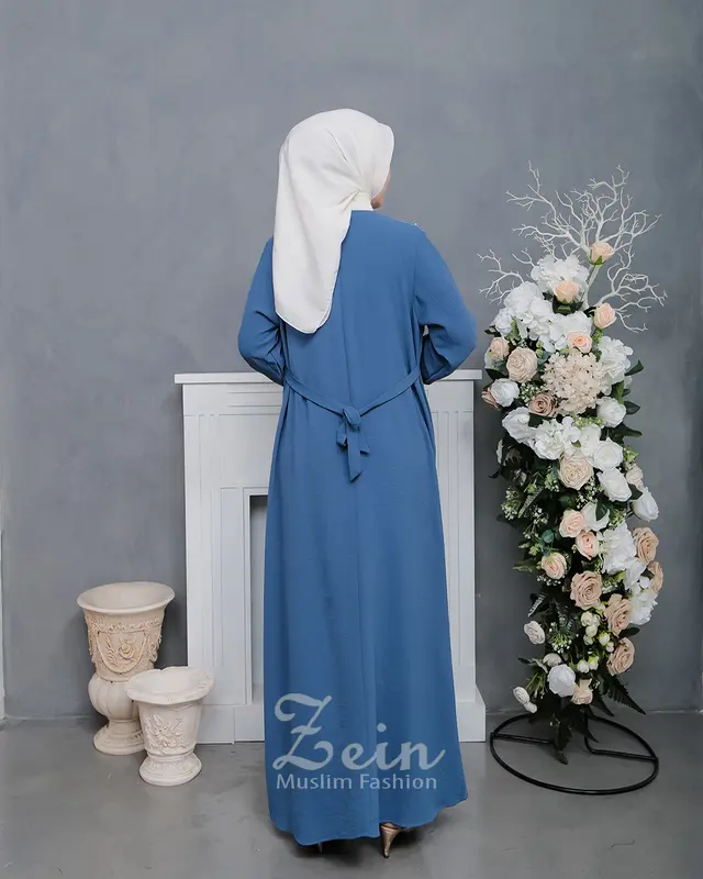 Gamis Mix Brukat Crinkle Airflow Premium Baju Dress Wanita Muslim Dewasa Remaja Kondangan Elegan Mewah Syar'i Terbaru Viral Kekinian Biru Hitam Mutiara Panjang Layer Simple 3