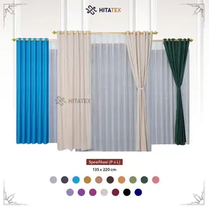 Gorden Polos Pintu Jendela Embos Model Smokring Hordeng Jendela Curtain Kain Katun Free Tali Minimalis Tirai rumah