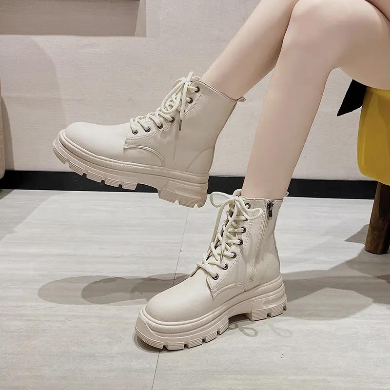 Boot Martin, JINxCHOY SHOES, Thời Trang, Cùng Phong Cách Với BLACKPINK, Buộc Dây, Đế Dày, Da PU, Thoáng Khí, Ấm Áp, Phong Cách Cơ Bản, Dành Cho Nữ, Chiều Dài Ngắn, SS24 GiàY Bốt Cổ Cao 5