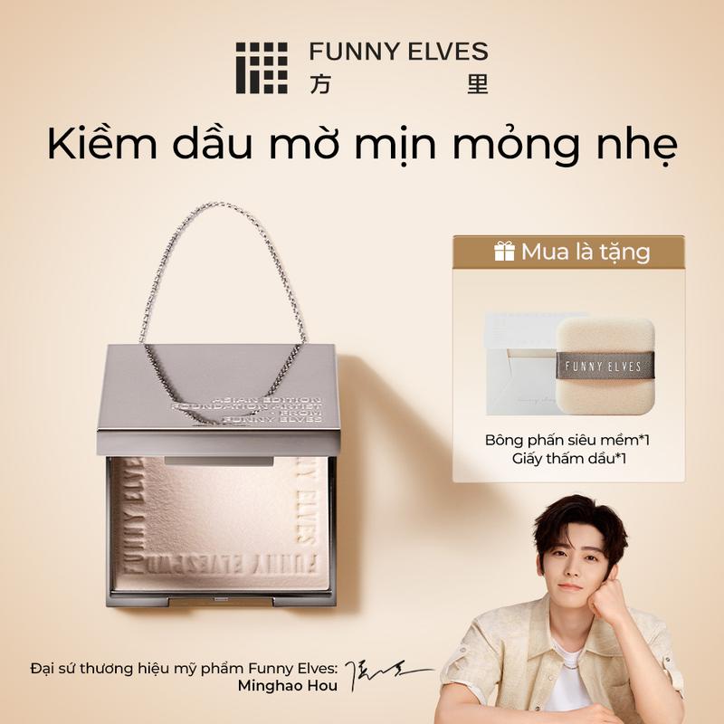 FunnyElves Phấn nền hiệu ứng làm mờ, dạng nén, kiềm dầu, Lâu trôi, chống nước, che khuyết điểm, hợp cho da khô và da dầu. Có thể tùy chọn 3.5g hoặc 7g.  MUA 1 TẶNG 1 Tặng kèm 1 hộp giấy thẩm dầu TB
