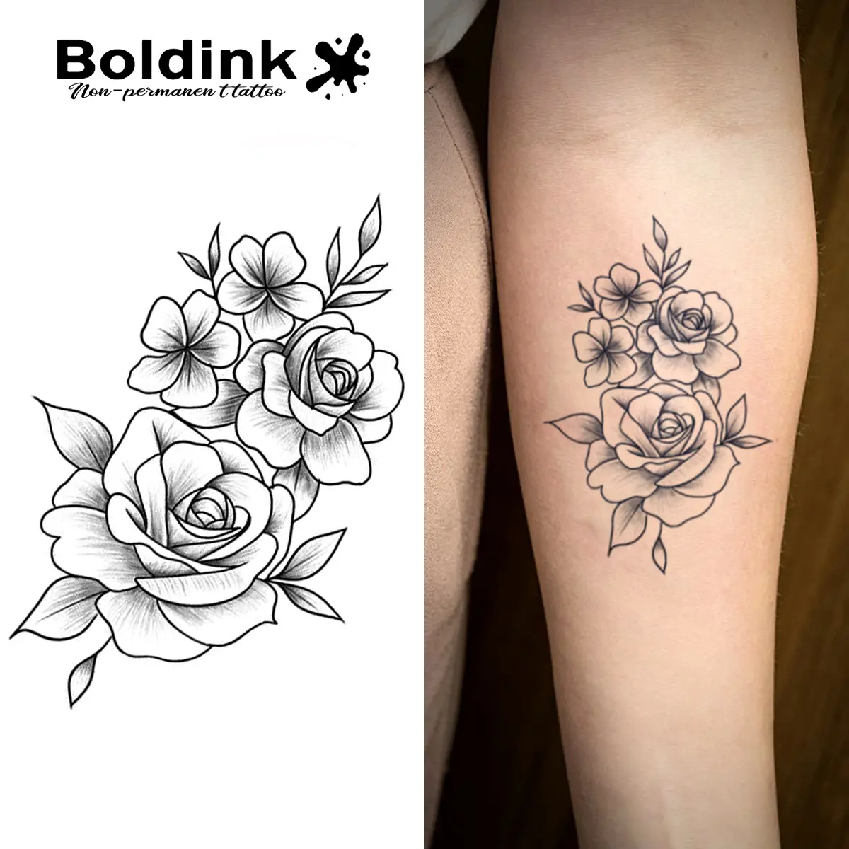 Beautiful flowers Temporary Tattoo,Lasts To 15 Days New Technology Magic Waterproof Semi Permanent Sticker,waterproof tattoo,minimalist  tattoo